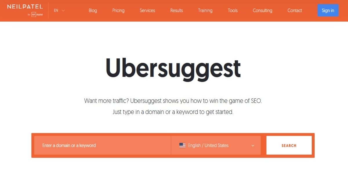 Ubersuggest for long-tail keywords