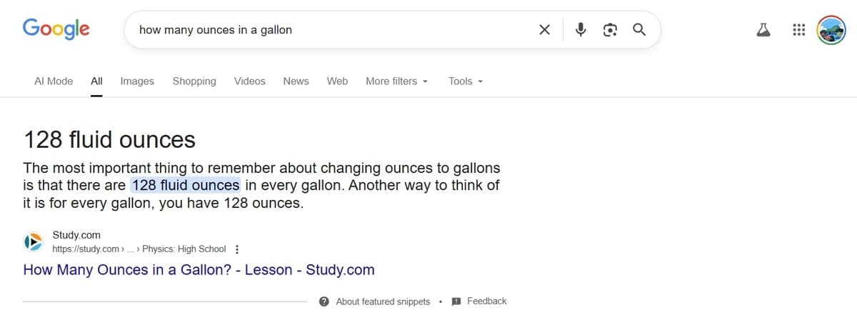 Google direct answers box