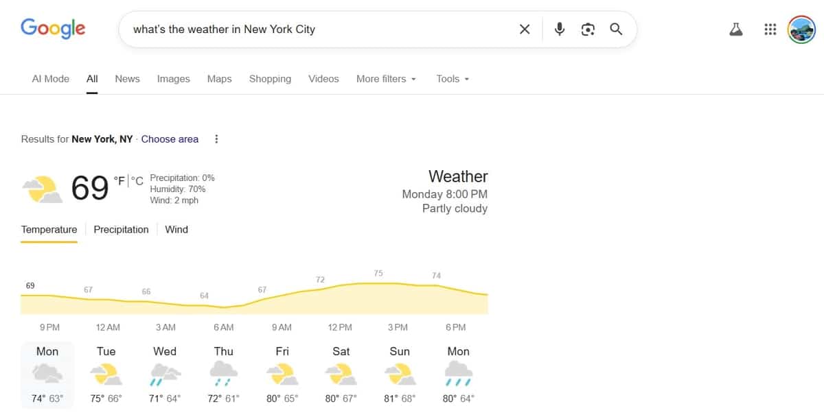 what’s the weather in New York City